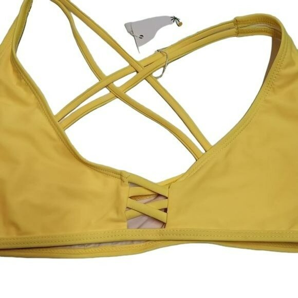 Beachsissi Bikini Cross Front Thong Bottom Yellow Green Women's Small S NWT - Picture 6 of 16
